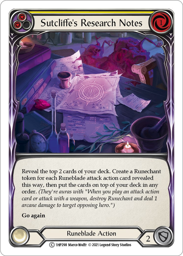 Sutcliffe's Research Notes (Yellow) [1HP - 1HP298]